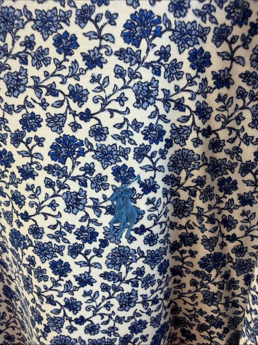 Ralph Lauren Blue Floral Polo with White‎ Trim
